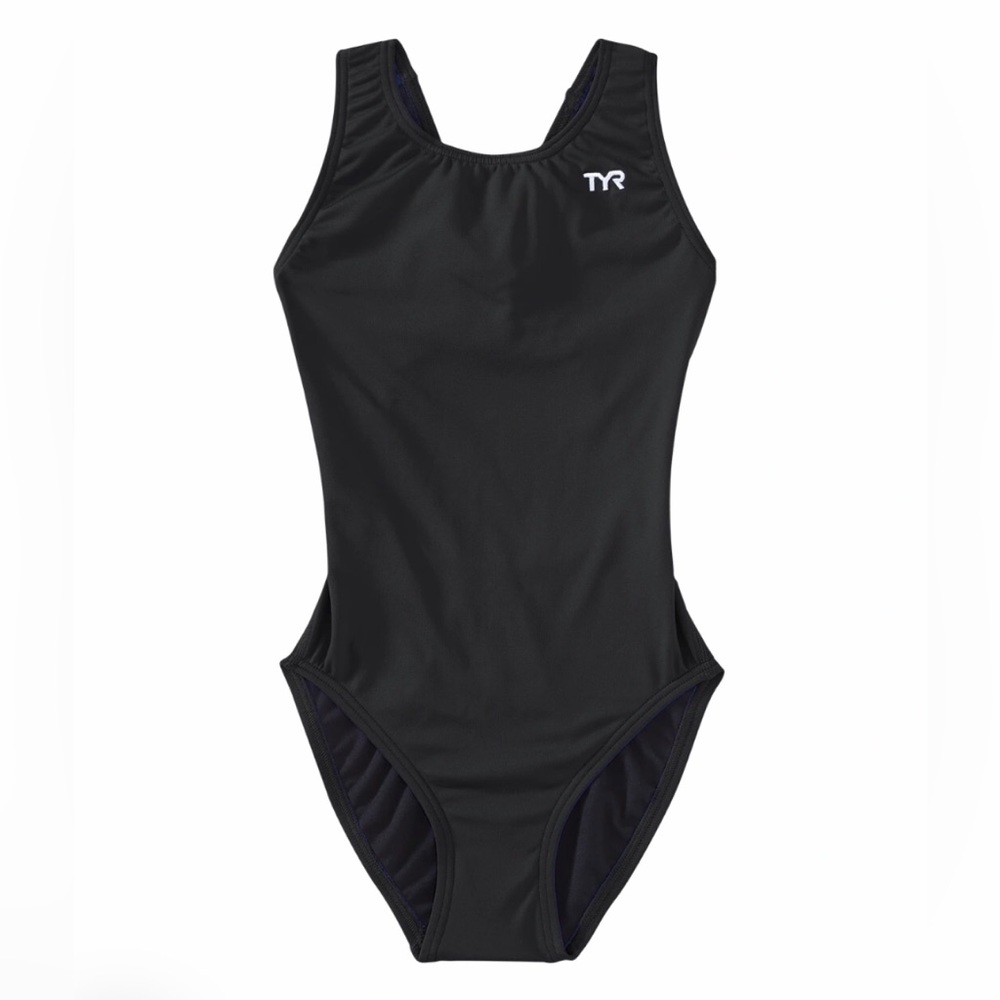 NWT TYR Durafast Elite Girls Maxfit Swimsuit Black Size 28